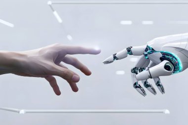 İnsan ve Yapay Zeka Robot El Bağlantısı 