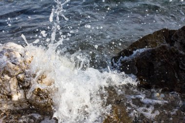 Beautiful sea waves with seashore.