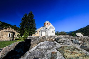 Studenica Manastırı, 12. yüzyıl Sırp Ortodoks Kilisesi manastırı. UNESCO Dünya Kültür Mirası. Sırbistan ve Avrupa.