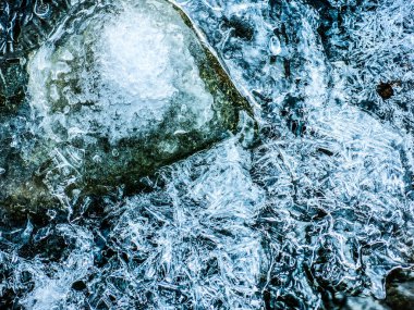 Derede buz, kışın buz. HDR Resmi (Yüksek Dinamik Aralık). Buz, kış