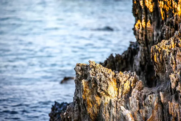 砂浜の海岸にある石 海の風景 Hdr イメージ ダイナミック レンジ — ストック写真