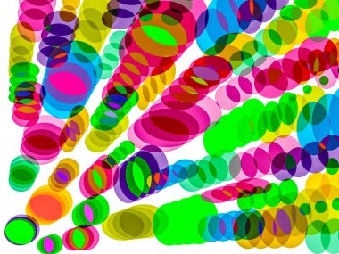 Çeşitli geometrik şekiller ve renklerle soyutlama.