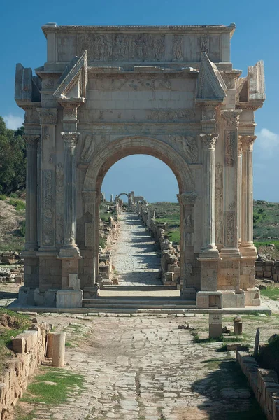 Bogen Des Septimius Severus Lepitis Magna — Stockfoto