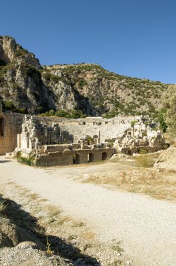 Demre, Türkiye - 23 Eylül 2023 - Antik Yunan kenti Myra 'nın kalıntıları