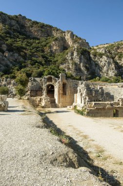 Demre, Türkiye - 23 Eylül 2023 - Antik Yunan kenti Myra 'nın kalıntıları