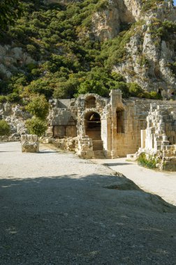 Demre, Türkiye - 23 Eylül 2023 - Antik Yunan kenti Myra 'nın kalıntıları