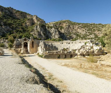 Demre, Türkiye - 23 Eylül 2023 - Antik Yunan kenti Myra 'nın kalıntıları