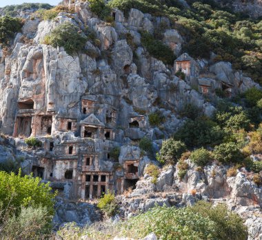 Demre, Türkiye - 23 Eylül 2023 - Antik Yunan kenti Myra 'nın kalıntıları