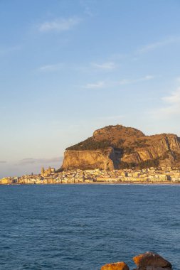 Cefalu, Palermo, Sicilya 'nın panoramik manzarası