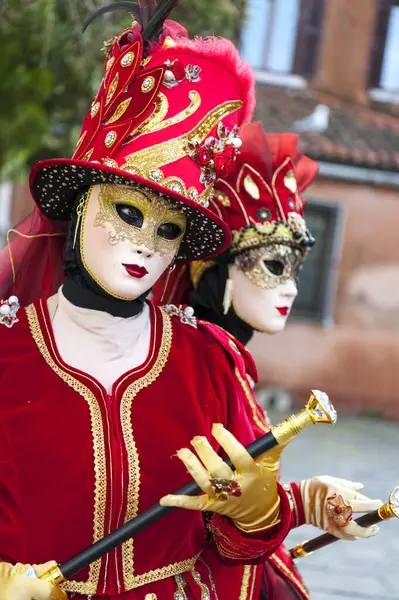 Venedik, İtalya - 28 Şubat 2025 Venedik Karnavalı Maskeleri