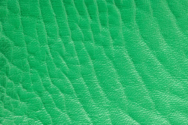 Green artificial or synthetic leather background with neat texture and copy space, colorful fabric sample with leather-like finish aimed for upholstery, fashion, sewing or footwear projects