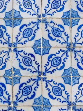 Geleneksel mavi süslemeli Portekiz dekoratif fayansları azulejos