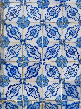 Geleneksel mavi süslemeli Portekiz dekoratif fayansları azulejos