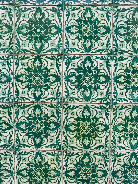 Traditional Green Ornate Portuguese Decorative Tiles Azulejos — Stock Photo, Image