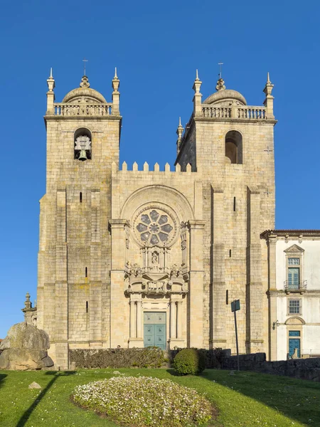 Fronte Della Cattedrale Romanica Porto Porto Cattedrale Porto Una Popolare — Foto Stock