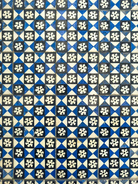 Traditional White Black Blue Ornate Portuguese Decorative Tiles Azulejos — Stock Photo, Image
