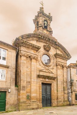 Santiago de Compostela Katedrali, Galiçya, İspanya. Santiago de Compostela 'daki Obradeiro Meydanı antik hacı rotalarının bitiş noktası, Camino de Santiago veya St. James Yolu