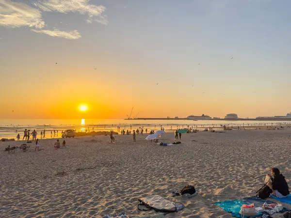 Matosinhos Portugalia Października 2023 Plaża Matosinhos Niedaleko Porto Surferami Ludźmi Obrazy Stockowe bez tantiem