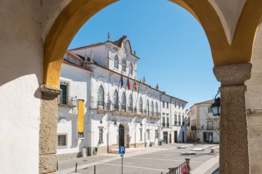 View at the Town hall of Evora in Portugal. Evora is a pleasant medium-sized city in Alentejo and has numerous monuments. clipart