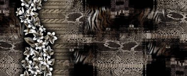 Tekstil baskısı, yılan dokusu, çiçekli kaplan dokusu.