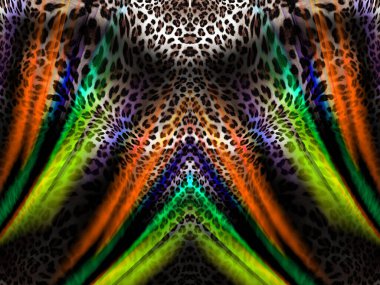 Soyut leopar dokusu, renkli hareket bulanıklığı efektleri