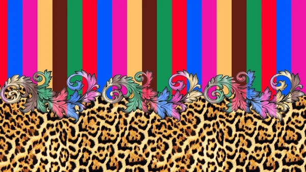 Linhas Coloridas Com Textura Leopardo — Fotografia de Stock