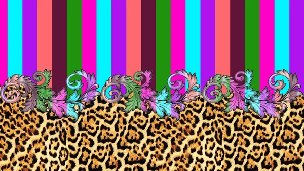 Цветные Линии Леопардовой Текстурой — стоковое фото