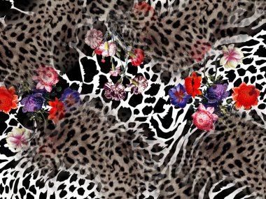 Çiçek deseni, hayvan dokusu arka plan, leopar deseni..