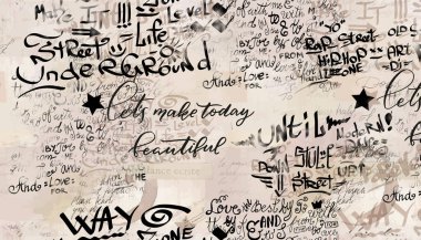 Graffiti deseni, el yazısı, eski doku arkaplanı.