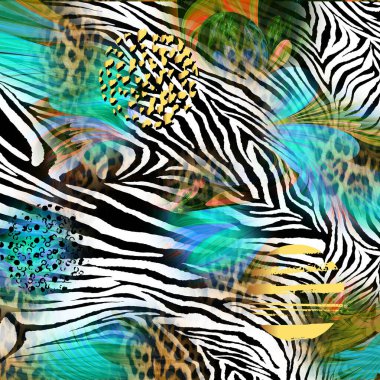 Zebra dokusu ve palmiye yaprakları deseni