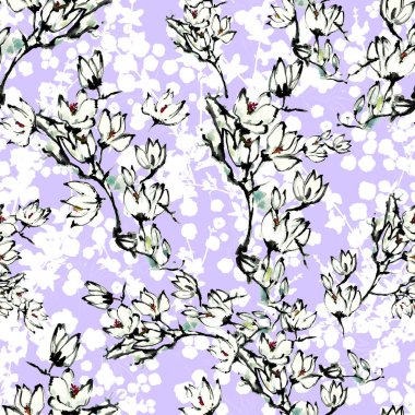 Duvarda el yazısı, manolya çiçekleri ve suluboya.