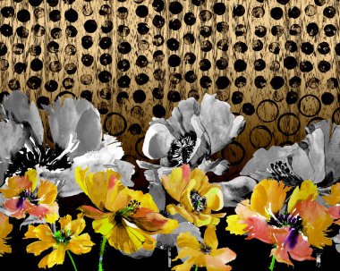 Kusursuz gelincik çiçekleri, renkli arkaplan deseni