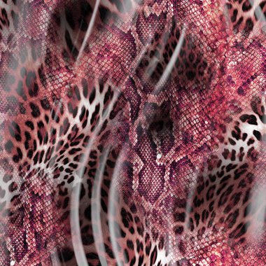 Karışık hayvan izi, yılan derisi ve leopar dokusu..