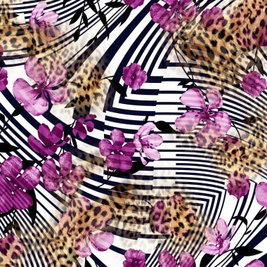 Leopar deseni, zebra deseni, hayvan deseni, moda, tasarım, çiçekler, duvar kağıdı, tekstil, kumaş, arkaplan,