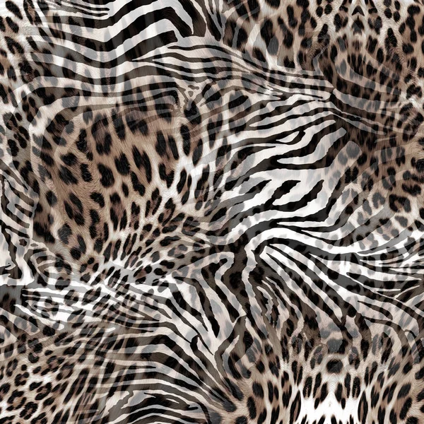 Leopard and zebra texture, mixed animal print.