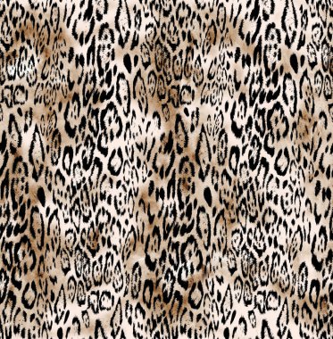 Seamless watercolor illustration leopard pattern, animal print.