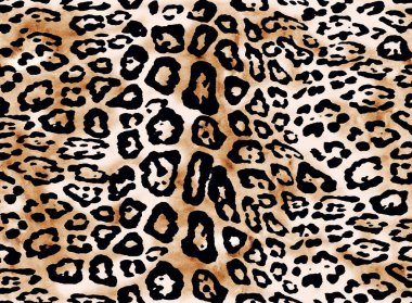 Seamless watercolor illustration leopard pattern, animal print.