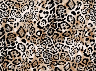 Seamless watercolor illustration leopard pattern, animal print.