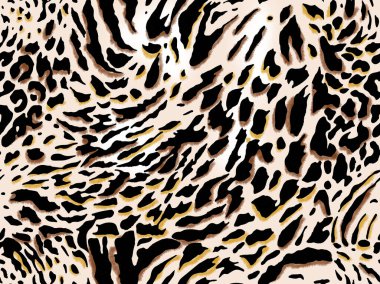 Seamless watercolor illustration leopard pattern, animal print.