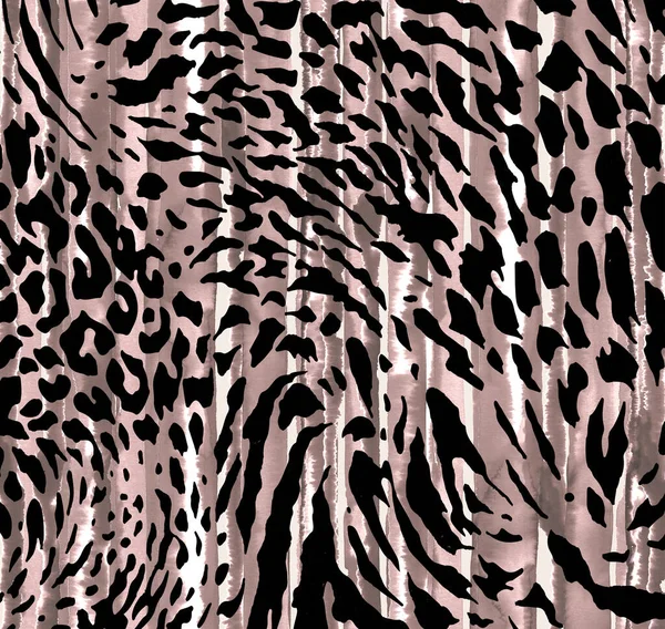 无缝隙水彩画豹纹 动物印刷品 — 图库照片