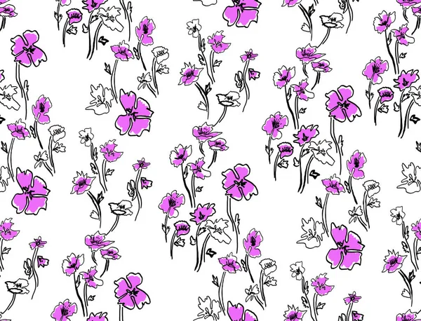Seamless illustration flowers pattern, flowers, leaves, tropic, exotic, nature design.