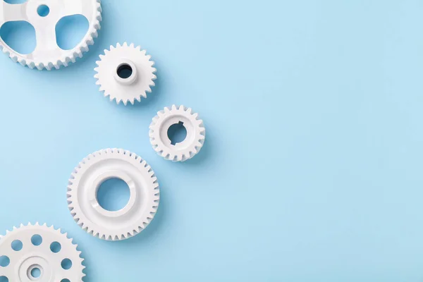 White Gears Wheels Flat Lay Symbolizing Idea Cooperation Teamwork Work Royalty Free Stock Images