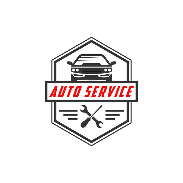 Araba Servisi Logo Kalkanı Tasarım Vektörü Araba Dükkanı Garaj Yedek — Stok Vektör