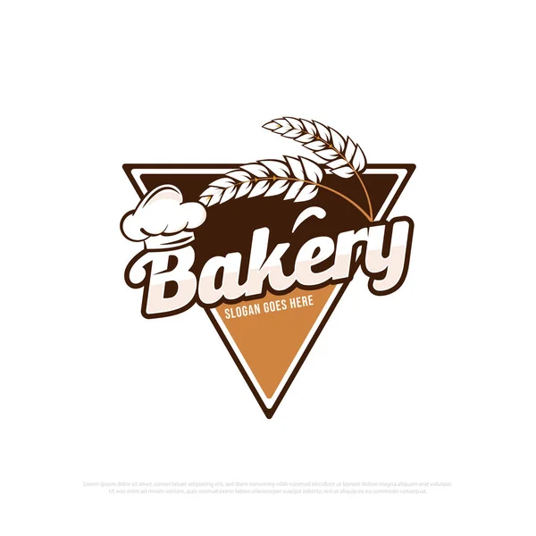 Bäckerei Logo Design Vektor Mit Dreiecksform Besten Für Brotladen Lebensmittelgeschäft — Stockvektor