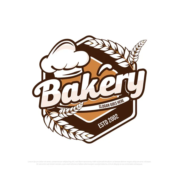 Pastane Ekmek Logosu Tasarım Vektörü Altıgen Rozetli Ekmek Dükkanı Için — Stok Vektör