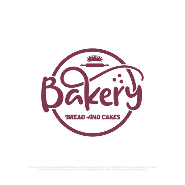 Einfache Bäckerei Logo Design Illustration Besten Für Brot Und Kuchen — Stockvektor