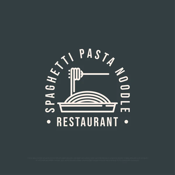 Spagetti Pasta Makarnası Logosu Tasarım Lham Talyan Makarna Çizimi Çizim — Stok Vektör