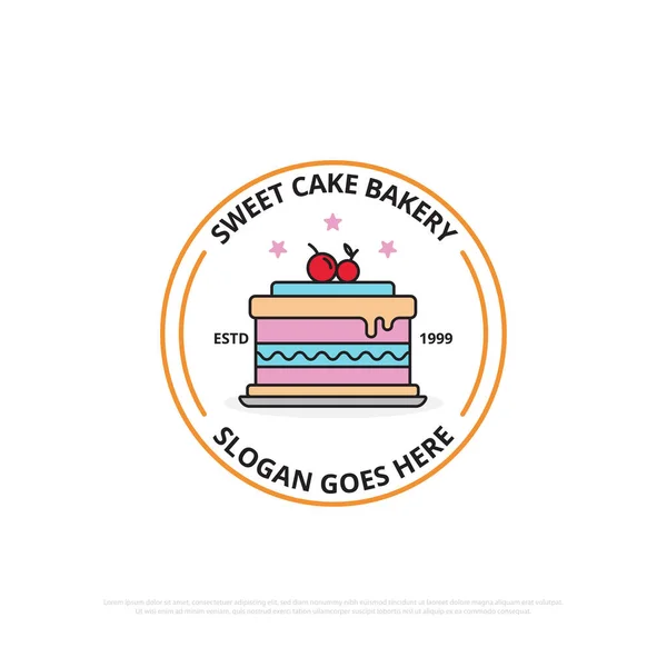 Süße Kuchen Bäckerei Logo Design Vektor Flaches Design Lebensmittel Zeichen — Stockvektor