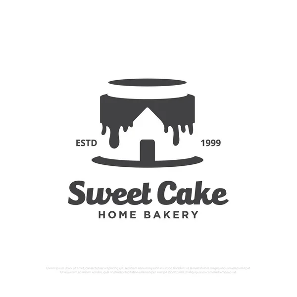 Sweet Cake Domu Piekarnia Logo Wektor Projektu Piekarnia Domowe Wektorowe — Wektor stockowy