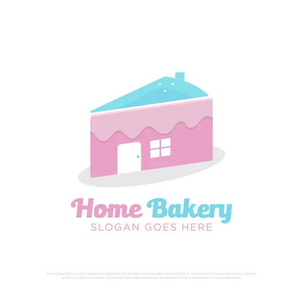 Vetor Design Logotipo Bakery House Doce Bolo Feito Casa Ilustração —  Vetores de Stock